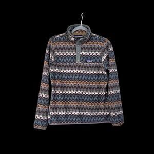 Patagonia Micro D Snap-T Pullover Regen Green Aztec Fleece, Women's Small